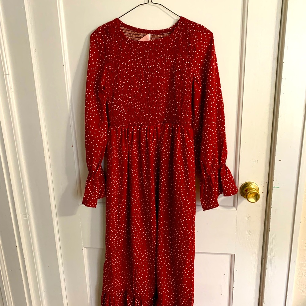 Women’s red maxi dress with ruffles